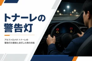デジタルメーターに警告ランプが点いている様子