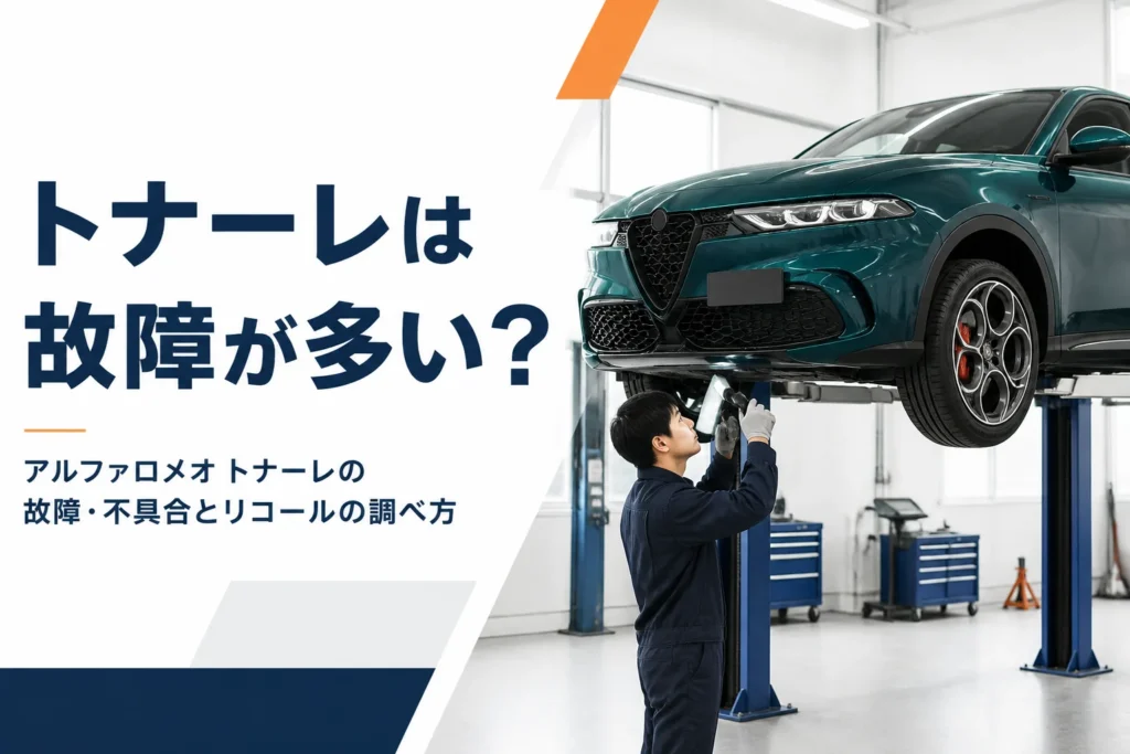 サービス工場でSUVを点検している整備士