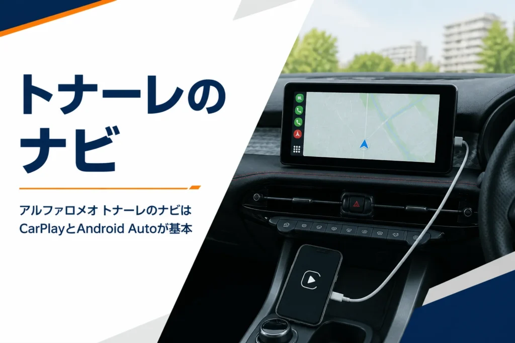 SUVの中央画面にスマホの地図を映した様子
