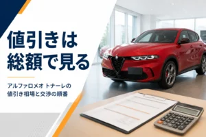トナーレの値引き交渉で見積書を比べるイメージ