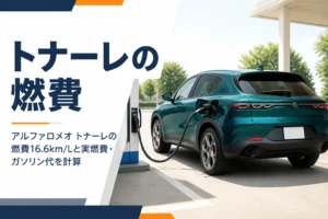 ガソリンスタンドで給油中のミドルサイズSUV