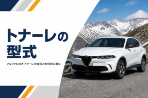 アルプスの峠道に止まった白いSUV