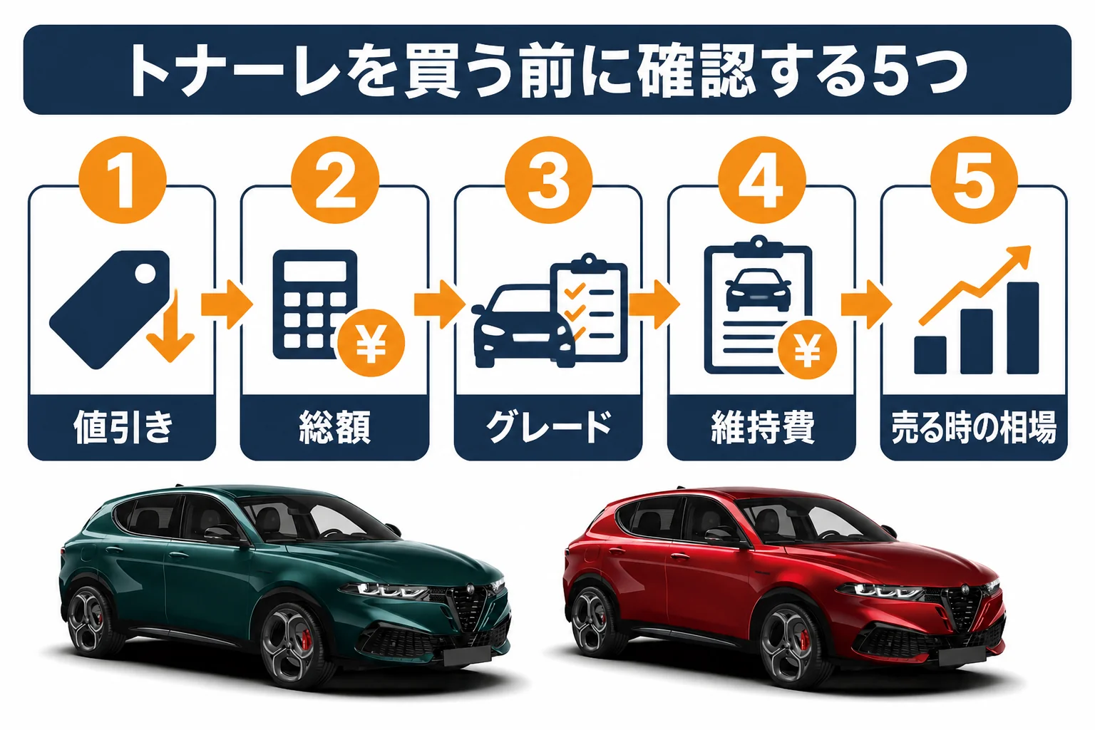 トナーレを買う前に確認したい5つのポイントの図